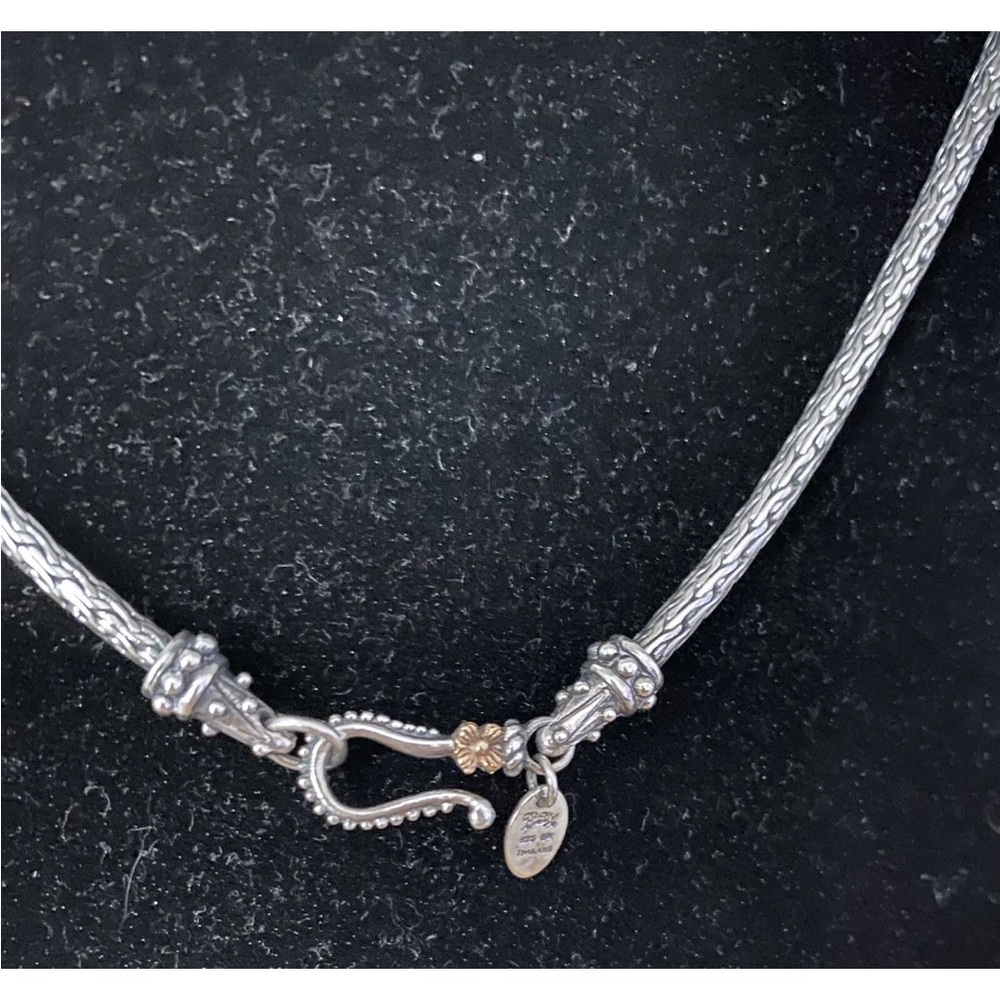 Barbara Bixby SS & 18K Foxtail Wheat Chain Omega Style Necklace RARE